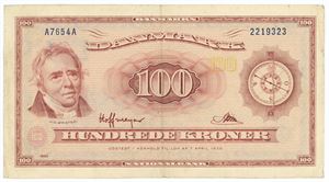 100 kroner 1965 A7, nr. 2219323