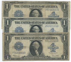 One Dollar Silver Certificate 1923, B, F, G. 3 pcs. (3)
