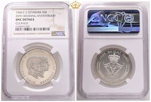 5 kroner 1960, kongeparrets sølvbryllup - NGC UNC details
