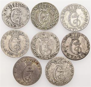 Samling 2 skilling, alle forskellige. (8)