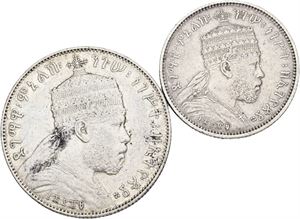 1/4 and 1/2 Birr 1889 (1897) A. (2)