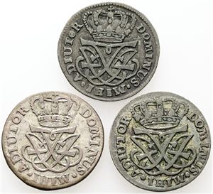 4 skilling 1727, 1728 samt 1729. (3)