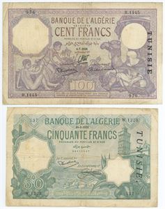 50 Francs 1933, 100 Francs 1936. (2)