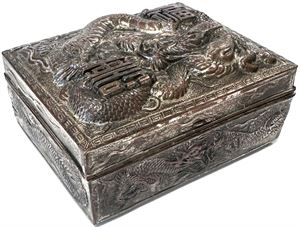 Old japanese box with dragon motif