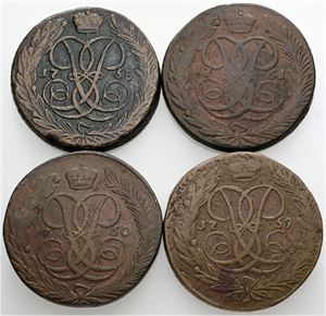 5 Kopecks 1758, 1759, 1760, 1761. (4)