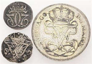 Skilling 1768, 2 skilling 171?, 24 skilling 1761. (3)