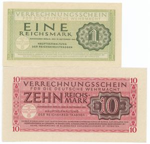 1 Reichsmark 1944, 10 Reichsmark 1944. (2)