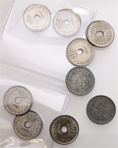 10 øre 1924, 1927, 1937, 1940, 1941, 1942, 1944, 1946, 1949. (9)