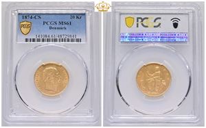 20 kroner 1874, PCGS MS 61