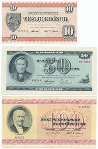 10-, 50-, 100 kroner. (3)