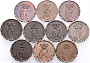 1 øre, forskellige. (10)