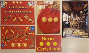 Samling postkort og klistermærker. (5)