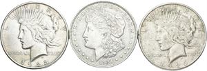 Dollar 1921, 1923 D, 1926 S. (3)