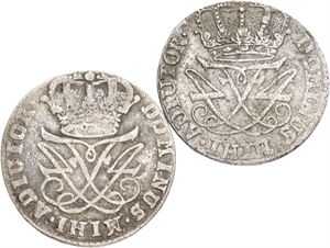 12 skilling 1718, 1723. (2)