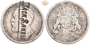 1 krona 1880 - countermarked Jack Sander.