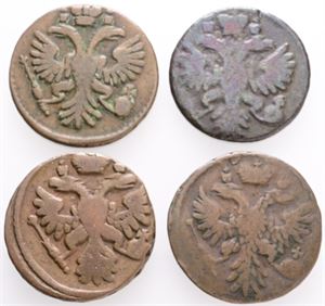 Denga (1/2 Kopeck) 1731, 1734, 1738, 1743. (4)