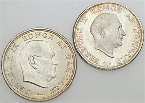 Erindringsmønt 1958, 1964, nydelige eksemplarer. (2)