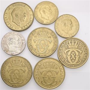 1 krone 1892, 1954, 1959; 2 kroner 1924, 1926, 1938, 1941, 1959. (8)