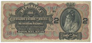 2 Mil Reis 1918, serie 15A, no. 226771