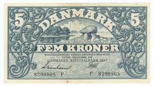 5 kroner 1940 F, nr. 8298805