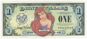 1 Disney Dollar 2007, no. T00157645 - Ariel, The Little Mermaid