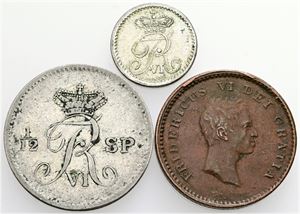 2 skilling 1810; 2 rigsbankskilling 1836; 16 rigsbankskilling 1831. (3)