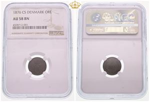 1 øre 1876 - graderet AU 58 BN af NGC