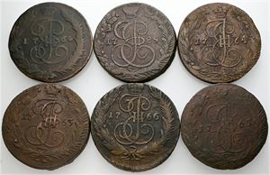 5 Kopecks, 1763-1785, different. (6)