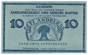 JAK-seddel, 10 andele, Sorø Amts Andelskasse