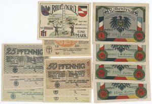 Samling nødpengesedler, i alt 12 stk. (12)