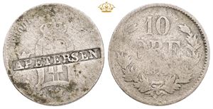10 öre 1874 - countermarked A Petersen.