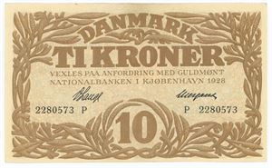 10 kroner 1928 P, nr. 2280573