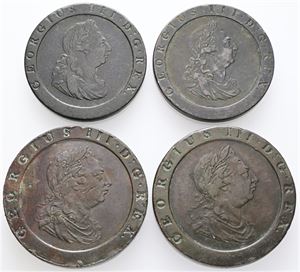 Penny 1797 (2), Twopence 1797 (2). (4)