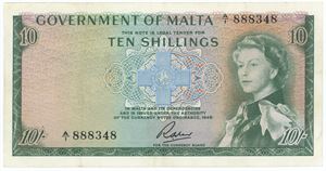 10 Shillings 1949, 1963 ND issue.
