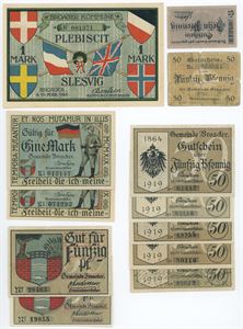 50 Pf. (9), 1 Mark 1919 (2), 1920, i alt 12 stk. (12)