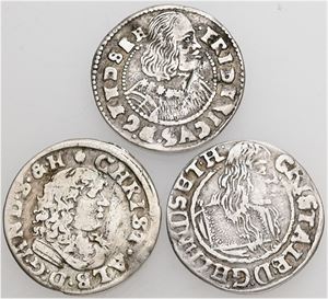 1/16 rigsdaler 1652, 1661, 1675. (3)