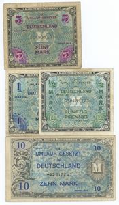 1/2-, 1-, 5- & 10 Mark 1944. (4)