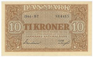 10 kroner 1944 BT, nr. 814415, Svendsen / Pugh