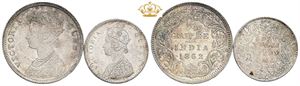 2 Annas 1862; 1/4 Rupee 1862. (2)