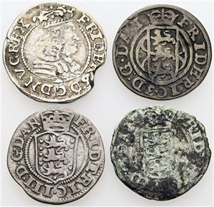 2 skilling 1665, 1667, 166 samt 3 skilling lybsk 1668.(4)