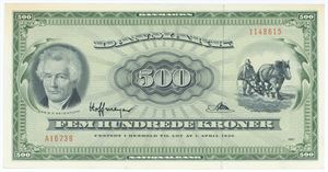 500 kroner 1967 A1, nr. 1148615, Hoffmeyer / Riim