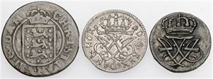 Skilling 1722; 2 skilling 1677, 1715. (3)