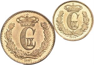 1/2 skilling 1868; skilling 1867 - nydelige eksemplarer