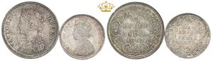2 Annas 1862; 1/4 Rupee 1862. (2)