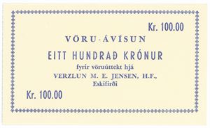 Vöru Ávísun - Eitt Hundrað Krónur