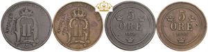 5 öre countermarked H. P. Green. (2)