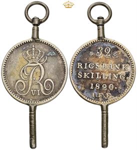 32 rigsbankskilling 1820 - omdannet til uroptræk