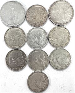Germany, 2-5 Reichsmark 1934-1939. (10)
