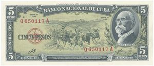 5 Pesos 1960, no. Q650117 A