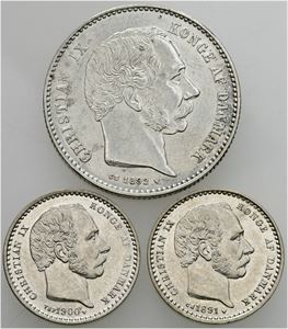25 øre 1891, 1900; 1 krone 1892. (3)